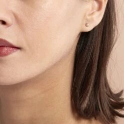 Boucles D'oreilles Puces Fidelia Boule Sablee Or Rose -Bijouterie Pas Chère B3OFRW0032 model0