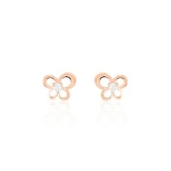 Boucles D'oreilles Puces Eleanor Fleur Or Rose Oxyde De Zirconium