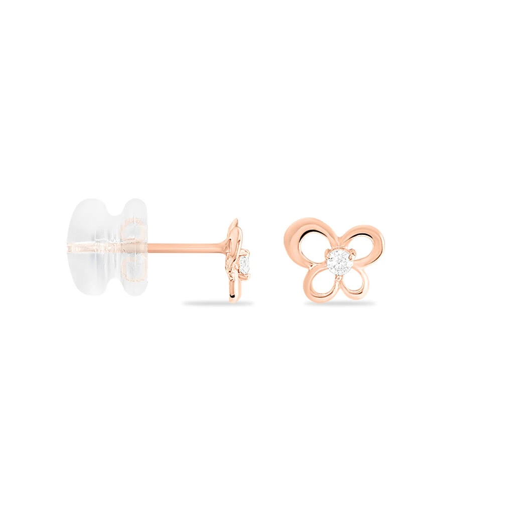 Boucles D'oreilles Puces Eleanor Fleur Or Rose Oxyde De Zirconium 2 Boucles D'oreilles Puces Eleanor Fleur Or Rose Oxyde De Zirconium – Image 2