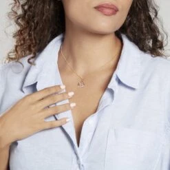 Pendentif Coeur Penche Double Or Bicolore Oxyde De Zirconium -Bijouterie Pas Chère B3PF2ZW105 model0