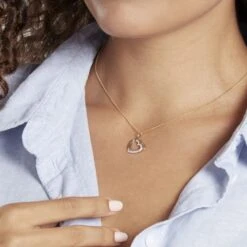 Pendentif Coeur Penche Double Or Bicolore Oxyde De Zirconium -Bijouterie Pas Chère B3PF2ZW105 model1