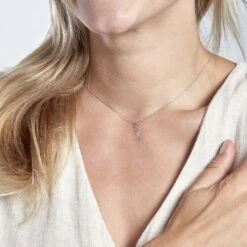 Pendentif Fatilia Clef Coeur Or Blanc -Bijouterie Pas Chère B3PFBW0285 model1