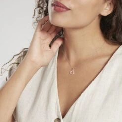 Pendentif Coeur Penche Or Blanc Oxyde De Zirconium -Bijouterie Pas Chère B3PFBZW145 model0