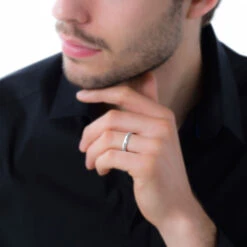 Alliance Mercure Brossee Ruban Plat Or Blanc -Bijouterie Pas Chère B7AMBW0635 model0