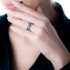 Bague Agnes Or Blanc Diamant 5 Bague Agnes Or Blanc Diamant -Bijouterie Pas Chère B7DFBDN245 model0