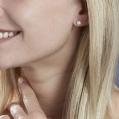 Boucles D'oreilles Puces 4 Griffes Or Blanc Diamant Synthetique 7 Boucles D'oreilles Puces 4 Griffes Or Blanc Diamant Synthetique -Bijouterie Pas Chère B7OFBJW007 model0