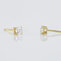 Boucles D'oreilles Puces 4 Griffes Or Jaune Diamant Synthetique -Bijouterie Pas Chère B7OFJJW012 view2
