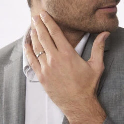 Alliance Abygail Ruban Plat Argent Blanc -Bijouterie Pas Chère FAAMBW0174 model0