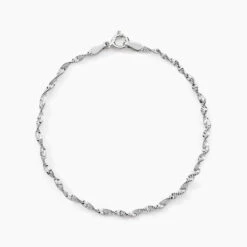 Bracelet Ciana Torsade Diamante Argent Blanc