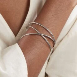 Bracelet Jonc Hugoline Argent Blanc -Bijouterie Pas Chère FABFBW00HS model0