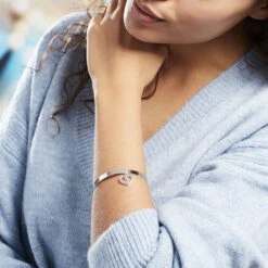 Bracelet Jonc Sally Argent Blanc -Bijouterie Pas Chère FABFBW012F model0