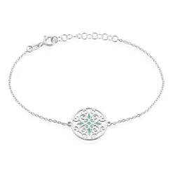 Bracelet Krysia Argent Blanc Email Turquoise