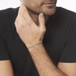 Bracelet Vivian Maille Alternee 1/3 Argent Blanc -Bijouterie Pas Chère FABHBW0227 model0