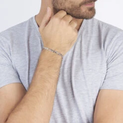 Bracelet Vivian Maille Alternee 1/3 Argent Blanc -Bijouterie Pas Chère FABHBW0229 model0