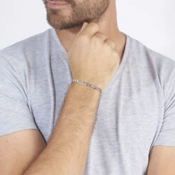 Bracelet Vivian Maille Alternee 1/3 Argent Blanc -Bijouterie Pas Chère FABHBW0229 model1