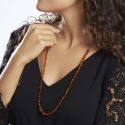 Collier Sautoir Argent Vaneng Ambre -Bijouterie Pas Chère FACFBIY209 model0