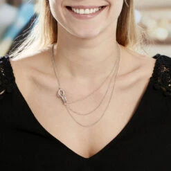 Collier Abassia Argent Blanc 5 Collier Abassia Argent Blanc -Bijouterie Pas Chère FACFBW015B model0