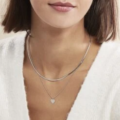 Collier Argent Blanc Sapphira -Bijouterie Pas Chère FACFBW01F9 model0