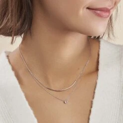 Collier Ruth Argent Blanc Oxyde De Zirconium -Bijouterie Pas Chère FACFBZW14Z model0