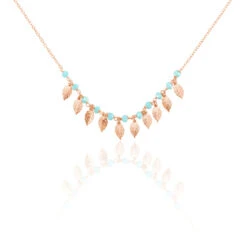 Collier Maxine Argent Rose Pierre De Synthese