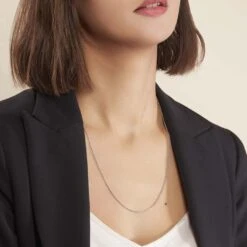 Chaîne Claudine Maille Forçat Argent Blanc -Bijouterie Pas Chère FACMBW0347 model0