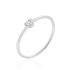 Bague Accumulation Coeur Argent Blanc Oxyde De Zirconium