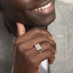 Chevalière Matthieu Argent Blanc -Bijouterie Pas Chère FAHFBW0127 model1