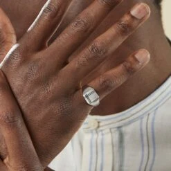 Chevalière Cillian Argent Blanc -Bijouterie Pas Chère FAHFBW0129 model1