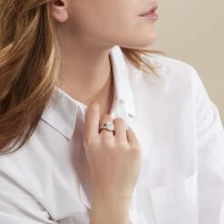 Chevalière Aracely Argent Blanc Nacre Oxyde De Zirconium -Bijouterie Pas Chère FAHFBX2001 model0