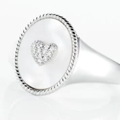 Chevalière Aracely Argent Blanc Nacre Oxyde De Zirconium -Bijouterie Pas Chère FAHFBX2001 view3