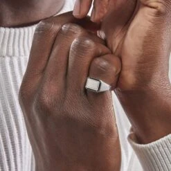 Chevalière Manny Argent Blanc -Bijouterie Pas Chère FAHHAW0144 model1