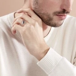 Chevalière Argent Blanc Sami -Bijouterie Pas Chère FAHHBW0349 model0