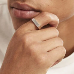 Chevalière Melvin Argent Blanc -Bijouterie Pas Chère FAHHBW0355 model1