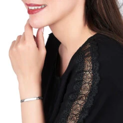 Bracelet Identité Clementine Maille Gourmette Argent Gris -Bijouterie Pas Chère FAIFBW0144 model0