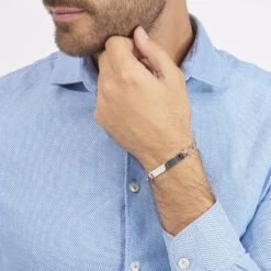 Bracelet Identité Anilo Maille Alternee 1/1 Argent Blanc -Bijouterie Pas Chère FAIHBW0265 model0