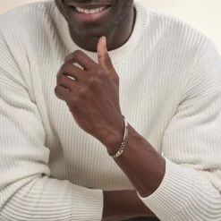 Bracelet Identité Casper Gourmette Argent Blanc -Bijouterie Pas Chère FAIHBW0294 model0