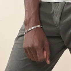 Bracelet Identité Casper Gourmette Argent Blanc -Bijouterie Pas Chère FAIHBW0294 model1