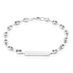 Bracelet Identite Argent Blanc Carrus