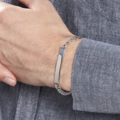 Bracelet Identité Argent Blanc Bobbi -Bijouterie Pas Chère FAIHBW0327 model0