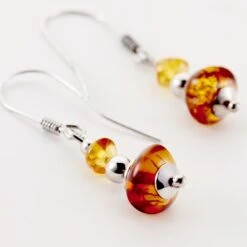 Boucles D'oreilles Pendantes Argent Blanc Ambre -Bijouterie Pas Chère FAOFBID163 view2