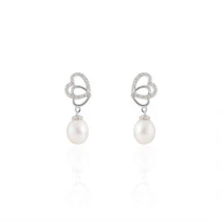 Boucles D'oreilles Pendantes Rosella Argent Perle De Culture Et Oxyde