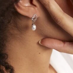 Boucles D'oreilles Pendantes Rosella Argent Perle De Culture Et Oxyde -Bijouterie Pas Chère FAOFBU2119 model1