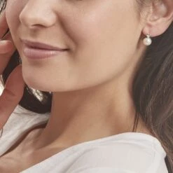 Boucles D'oreilles Pendantes Lorella Argent Blanc Perle De Culture -Bijouterie Pas Chère FAOFBU2125 model0