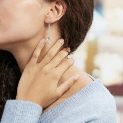 Boucles D'oreilles Pendantes Magda Argent Blanc -Bijouterie Pas Chère FAOFBW009G model0