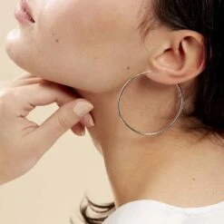 Créoles Argent Blanc Agathe -Bijouterie Pas Chère FAOFBW00C7 model1