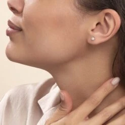 Boucles D'oreilles Puces Ayana Argent Blanc -Bijouterie Pas Chère FAOFBW00CF model0