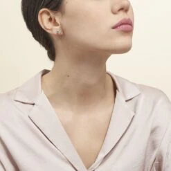 Boucles D'oreilles Puces Shaina Argent Blanc -Bijouterie Pas Chère FAOFBW00EF model0