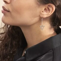 Boucles D'oreilles Pendantes Fidela Argent Blanc -Bijouterie Pas Chère FAOFBW00HM model0