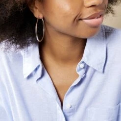 Créoles Argent Blanc Anne -Bijouterie Pas Chère FAOFBW00NV model1