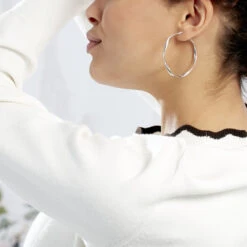 Créoles Alieno Helicoidale Argent Blanc -Bijouterie Pas Chère FAOFBW00UA model0